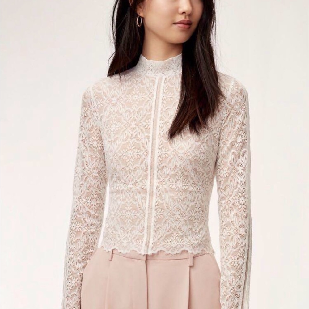 Wilfred Adriane Cream White Lace Top Long Sleeve